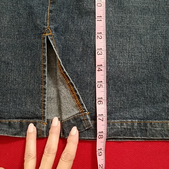 Roxy Jean 5 pocket jean skirt front slit size 9 - Picture 6 of 8